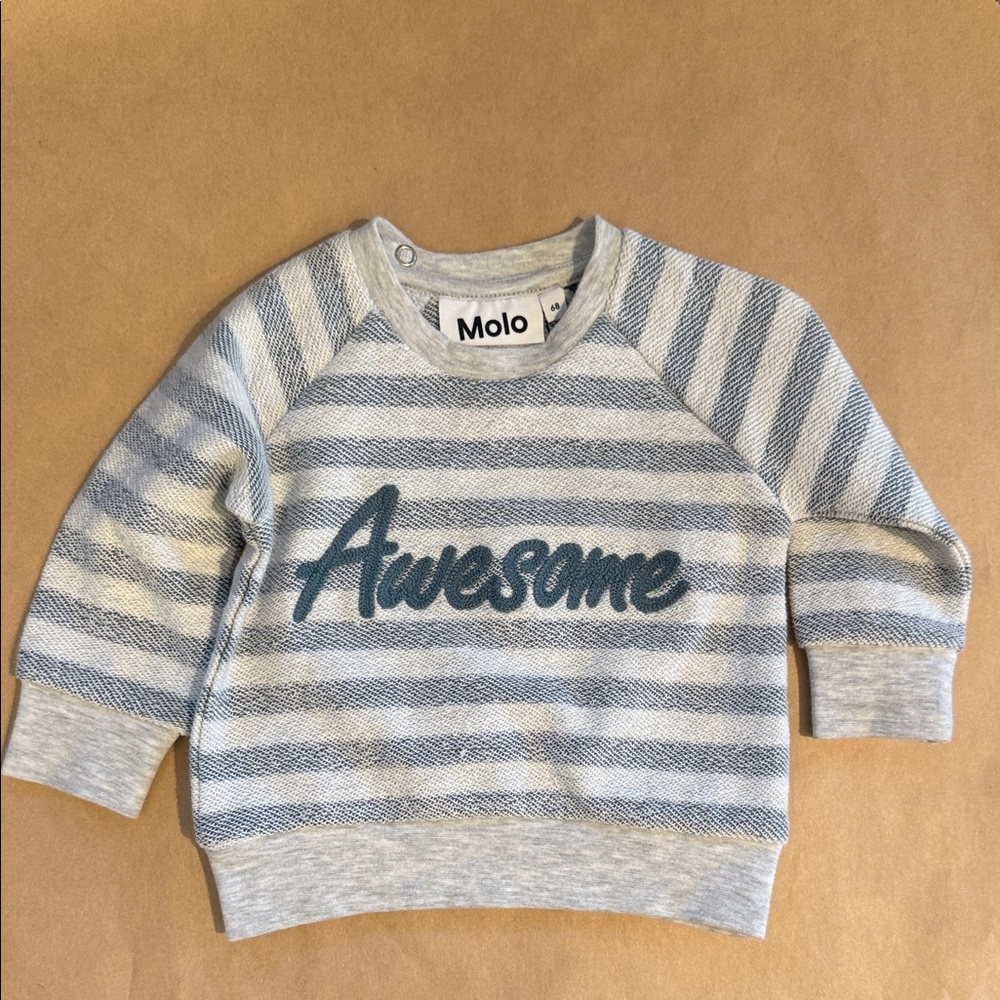 Molo Kids Blue and Gray Striped Sweatshirt